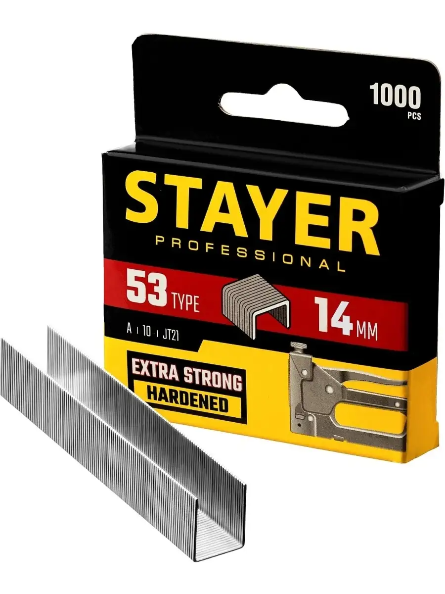 STAYER 14мм скобы тонкие для степлера тип 53 1000шт. упак.