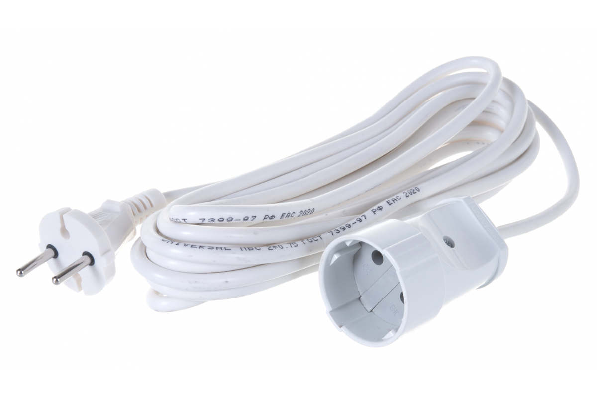 Удлинитель УШ-6 шнур ПВС 2*0,75 б/з 5м