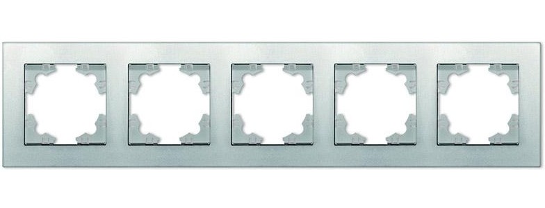 "Афина" Рамка 5-ти местная горизонтальная серебро
