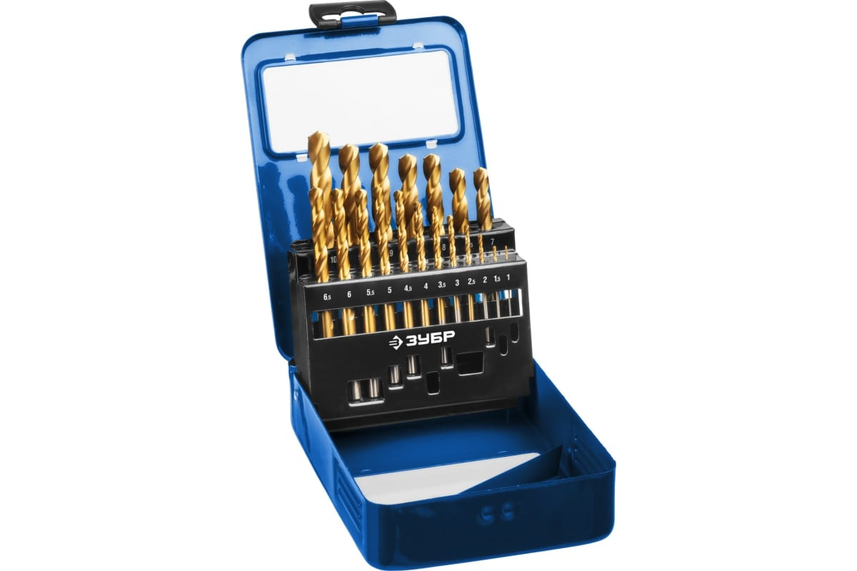 Сверла по металлу Набор ЗУБР КОБАЛЬТ 19ШТ(1-10мм) класс А мет. бокс