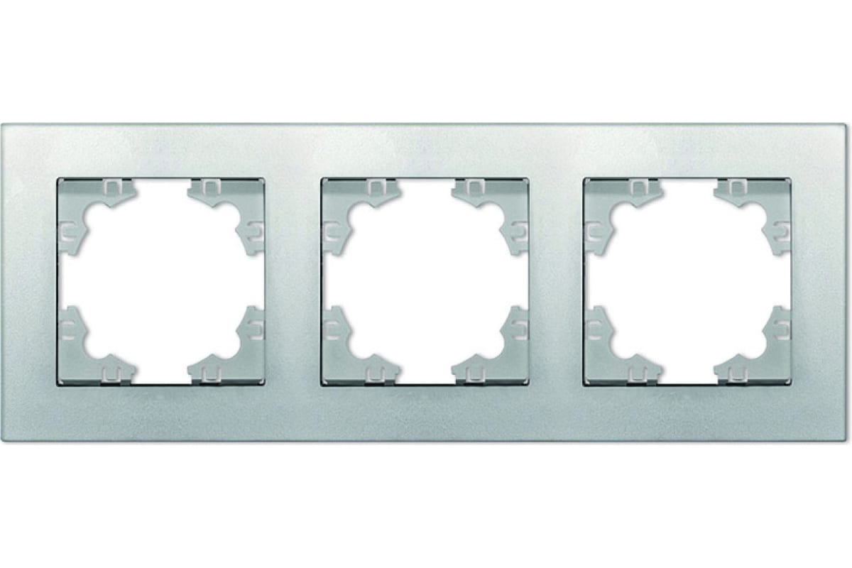 "Афина" Рамка 3-х местная горизонтальная серебро