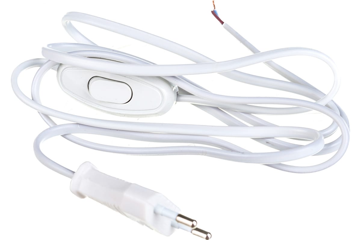 Шнур для бра с прох. выкл. белый ШВВП 2х0,75 1,7м ТМ UNIVersal
