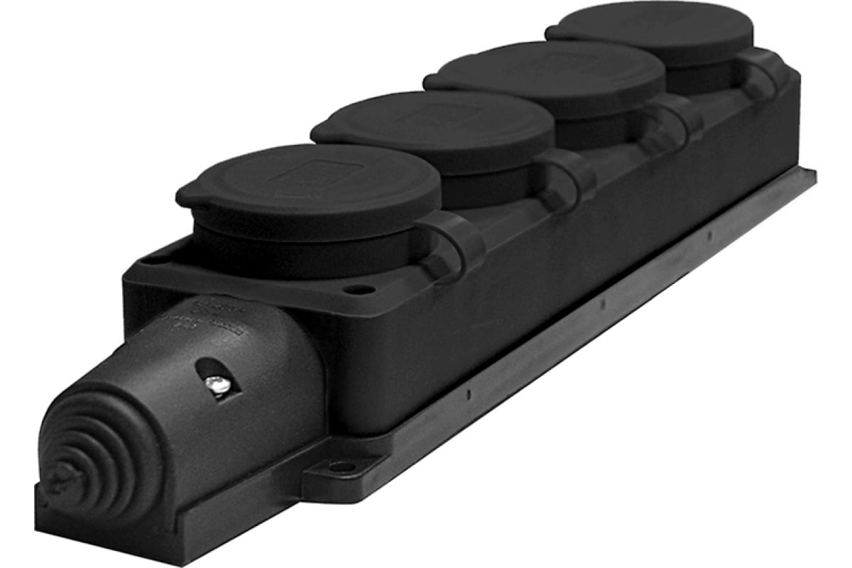 Колодка 4-х местная однофазная с заглушками  (каучук)