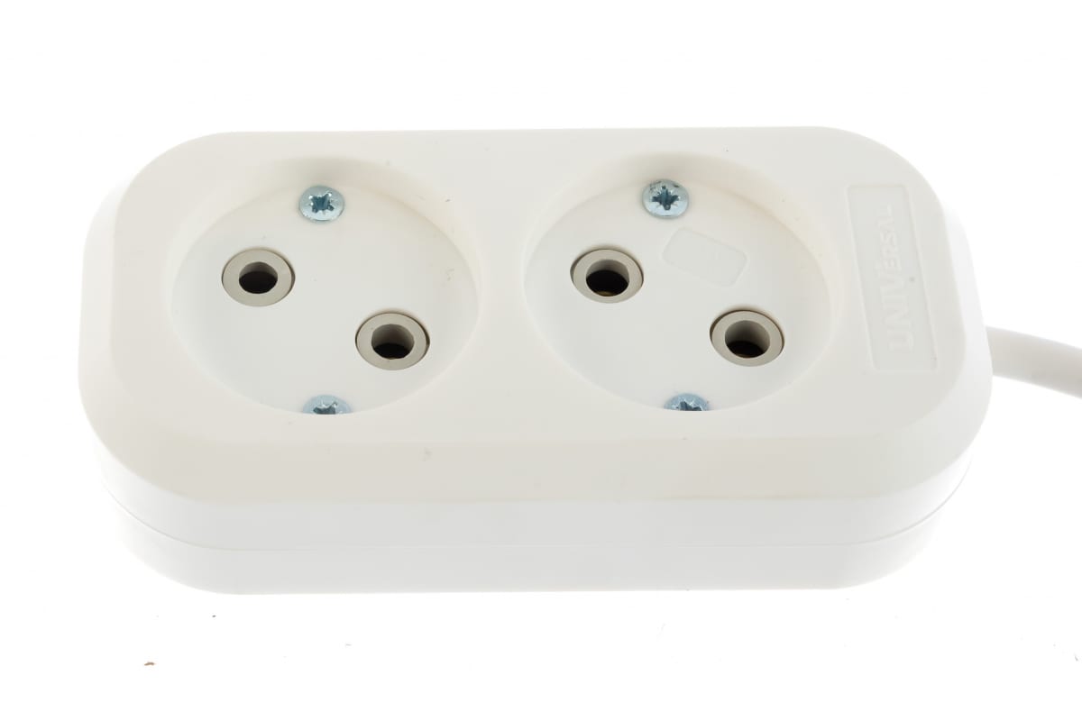 Удлинитель быт. ТМ UNIVersal У6-011 М ПВС 2*0,75 2гн. 2м