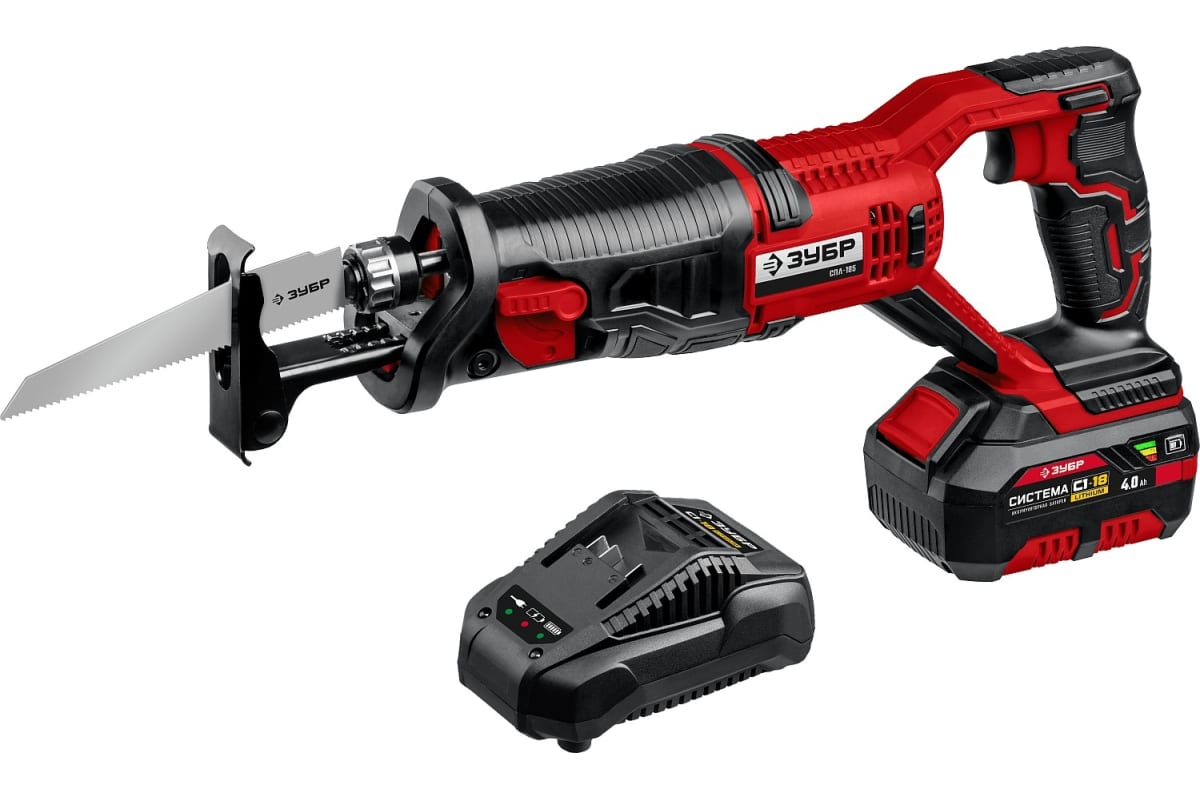 ЗУБР с1-18 18В 180мм 1АКБ 4А.ч сабельная пила