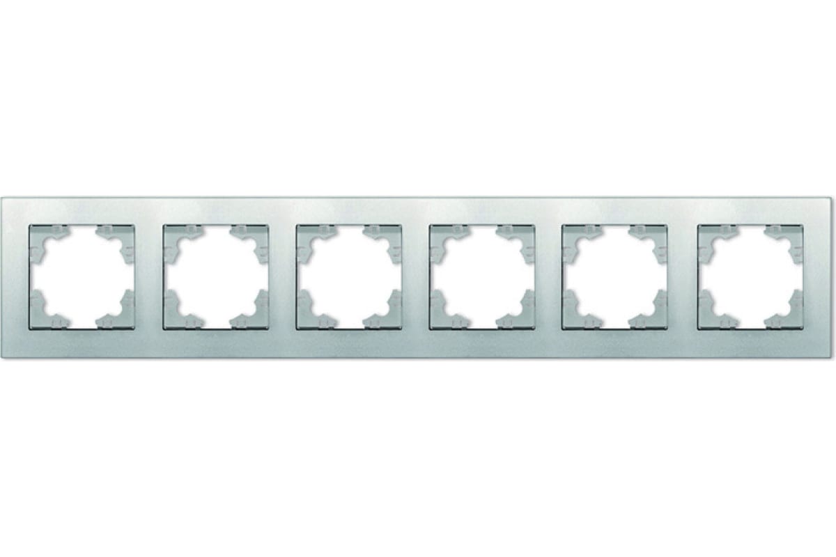 "Афина" Рамка 6-ти местная горизонтальная серебро