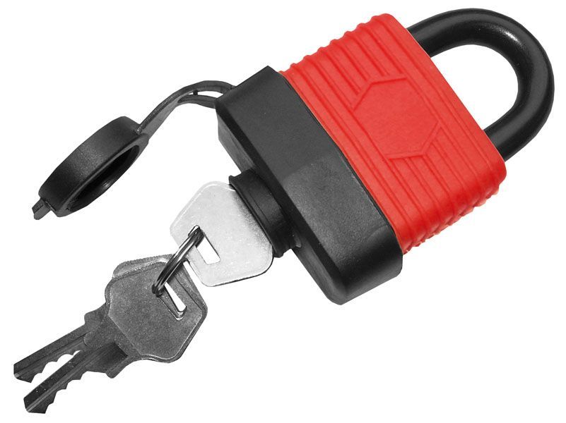 Замок навесной, всепогодный. Ширина 50 мм. Диаметр дужки 10 мм