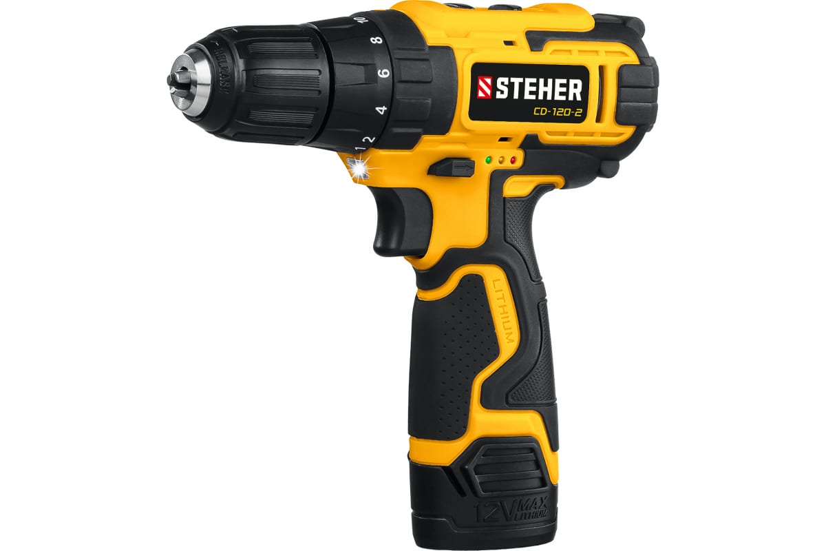 STEHER 12В 2АКБ 2Ач в кейсе, дрель-шуруповерт CD-120-2