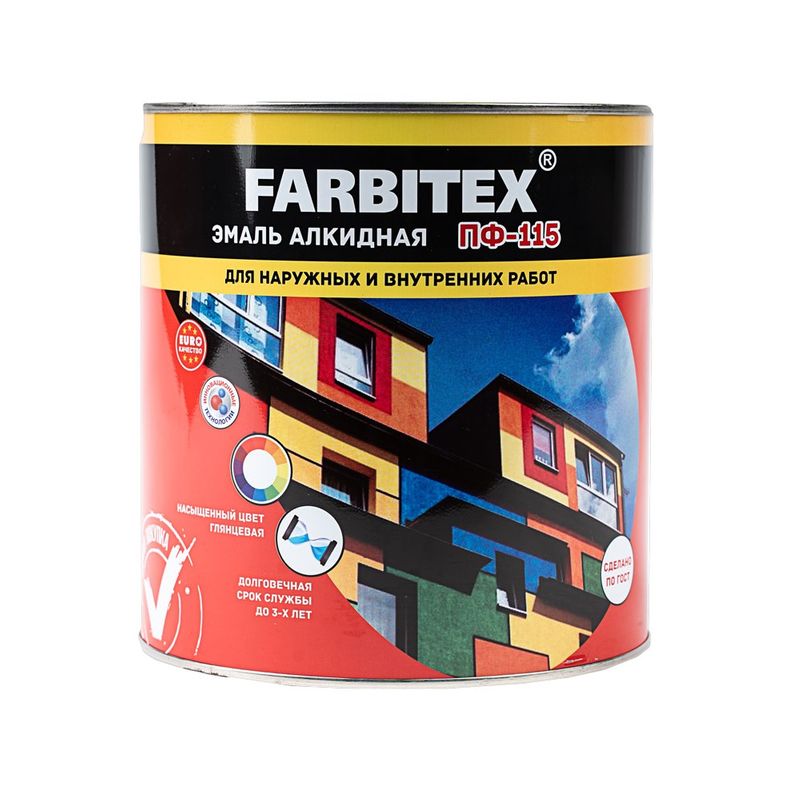 Эмаль алкидная ПФ- 115 Светло-серая FARBITEX1,8кг