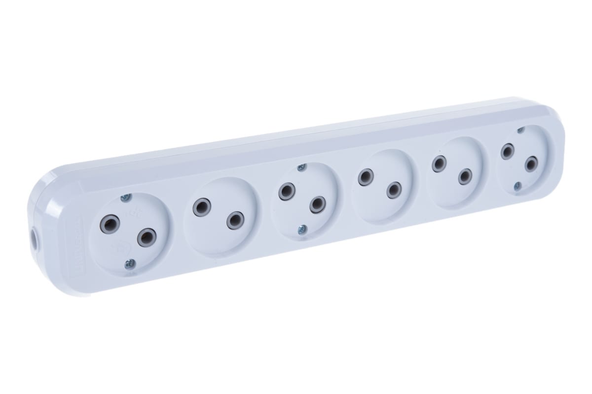 Колодка 6 гн. б/з AБС-пластик ТМ UNIVersal.