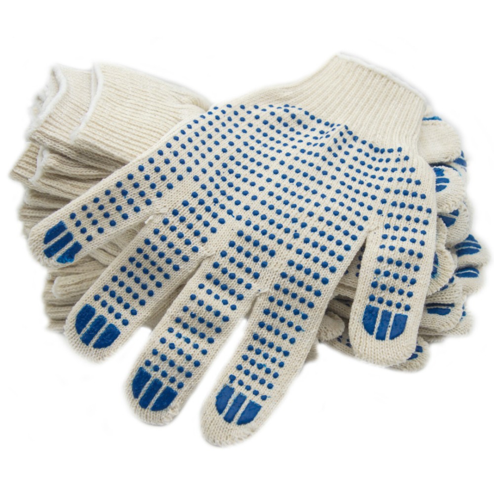 Перчатки Х/Б (5) Белые с синим