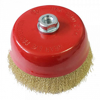 Щетка Derzhi для УШМ, чашка 125мм М14 латун. витая проволока