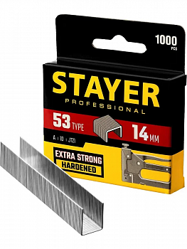 STAYER 14мм скобы тонкие для степлера тип 53 1000шт. упак.