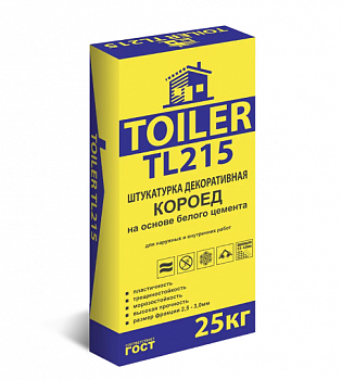Toiler TL 215 Штукатурка декоративная короед 25кг фр.2,5-3мм Тойлер Toiler TL 215 Штукатурка декоративная короед 25кг фр.2,5-3мм Тойлер
