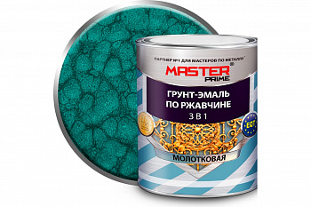 Грунт-эмаль по ржавчине молотковая 3 в 1 изумруд 2л MASTER PRIME
