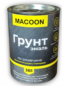 Черная грунт-эмаль 3 в 1 по ржавчине 0,9 Macoon