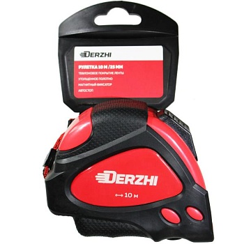 Рулетка Derzhi с фиксатором каучук 25мм 10м Рулетка Derzhi с фиксатором каучук 25мм 10м
