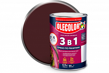 Коричневый 0,9кг Грунт-эмаль по ржавчине OLECOLOR