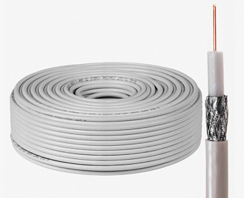 Кабель коаксиальный RG-6 CCS 75 Ohm длина 100м, белый Кабель коаксиальный RG-6 CCS 75 Ohm длина 100м, белый