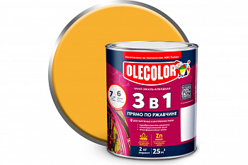 Желтый 2 кг Грунт-эмаль по ржавчине OLECOLOR