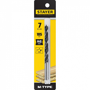 STAYER М-tуpe 7,0*105/75мм сверло спиральное по дереву М-образная заточка