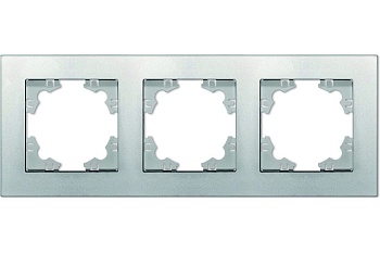 "Афина" Рамка 3-х местная горизонтальная серебро