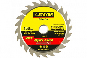 Диск пильный STAYER MASTER "OPTI-line"по дереву 150х20мм 24Т
