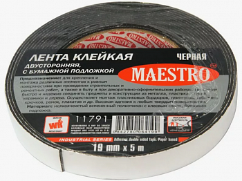 Лента клейкая двусторонняя "MAESTRO" белая 25мм/5м