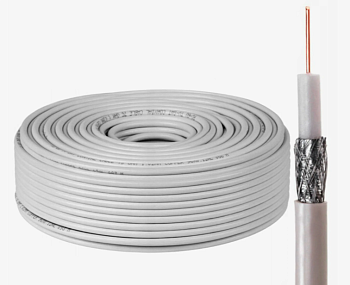 Кабель коаксиальный RG-6 CCS 75 Ohm длина 100м, белый