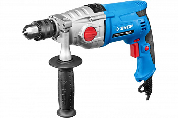 Зубр 1100Вт 13мм 2 скорости, ударная дрель, мет, корпус, профессионал ЗДУ-1100 ЭРММ2