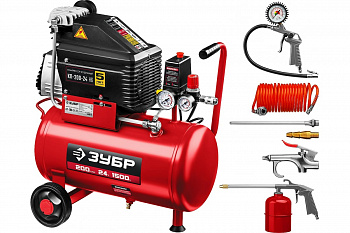 ЗУБР 200л/мин, 24л, 1500Вт, 6предметов, безмасляный компрессор (КП-200-24 Н6)