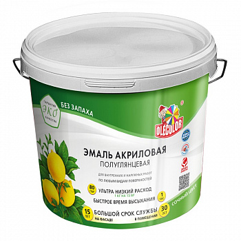 Эмаль акриловая полуглянцевая черная без запаха 0,8 Олекорол