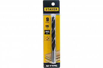 STAYER М-type 9,0*115*/50мм сверло спиральное по дереву М-образная заточка