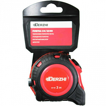 Рулетка Derzhi с фиксатором каучук 16мм 3м Рулетка Derzhi с фиксатором каучук 16мм 3м