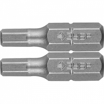 Биты ЗУБР МАСТЕР кованные хромомолибденовая сталь,тип хвост. С 1/4 HEX4 25мм 2шт