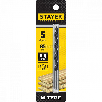 STAYER М-type 5,0*85/45мм сверло спиральное по дереву М-образная заточка