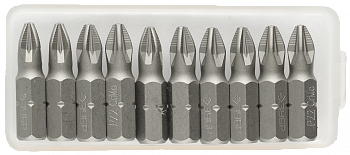 Биты ЗУБР МАСТЕР кованные хромомолибденовая сталь,тип хвост. С 1/4 PZ2 25мм 10шт