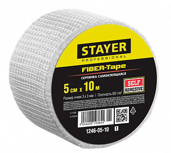 Серпянка самоклеющаяся FIBER-Tape 5смх10м STAYER PROFI Серпянка самоклеющаяся FIBER-Tape 5смх10м STAYER PROFI