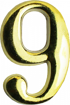Цифра дверная 9 на клеевой основе золото АЛЛЮР