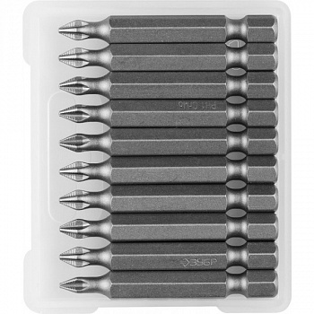 Биты ЗУБР Мастер кованые,хромомолибденовая сталь,тип хвостика Е 1/4,РН1 50мм 10шт