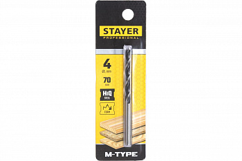 STAYER М-type 4,0*70/40мм сверло спиральное по дереву М-образная заточка STAYER М-type 4,0*70/40мм сверло спиральное по дереву М-образная заточка