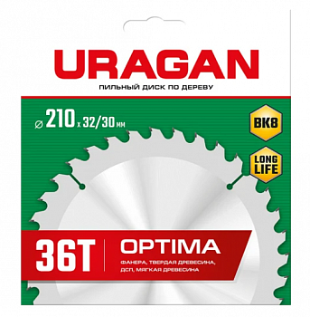 URAGAN OPTIMA 210*32/30ММ 36Т диск пилный по дереву