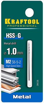 Сверло по металлу KRAFTOOL HSS-G 1.0х40мм HSS-G