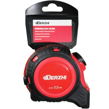 Рулетка Derzhi с фиксатором каучук 25мм 7,5мм  Рулетка Derzhi с фиксатором каучук 25мм 7,5мм