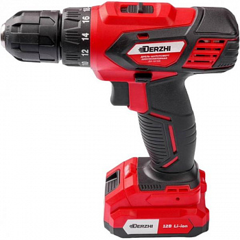 Дрель-шуруповерт акк. 12В/2акк/1,5*ч/Li-lon/28Нм/БЗП/подстветка/кейс Derzhi